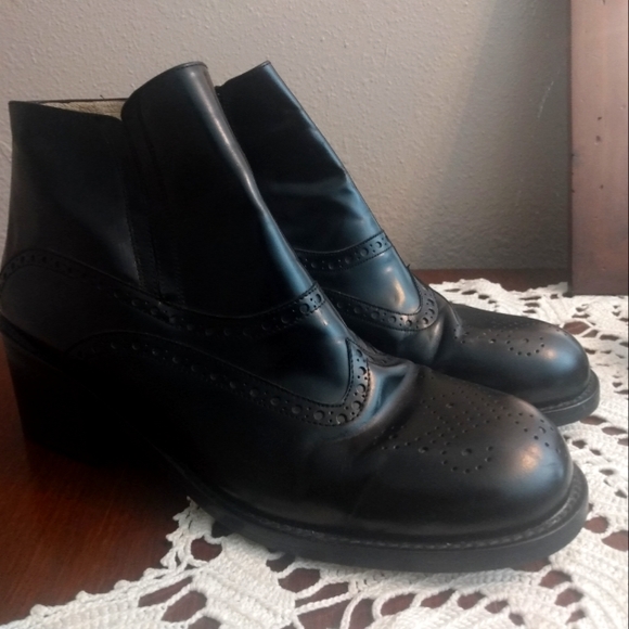 90s Y2K Clueless Oxford High Heel Boots Size 10 - Picture 1 of 8